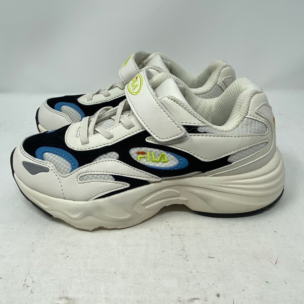 FILA Renno Kids Chunky Sneakers US 2 White Strap Shoes 3RM01353-426